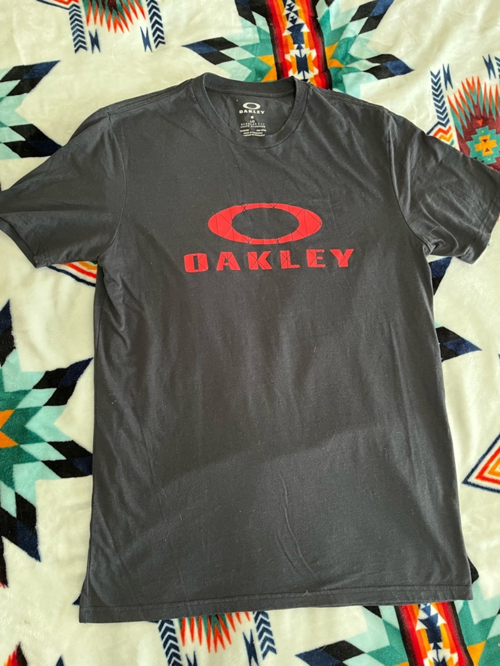 Oakley Black Short-Sleeve Tee with Red Logo